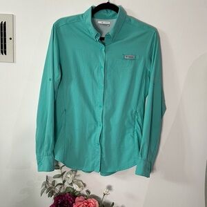 Columbia Green Casual Button Down Shirt Lightweight